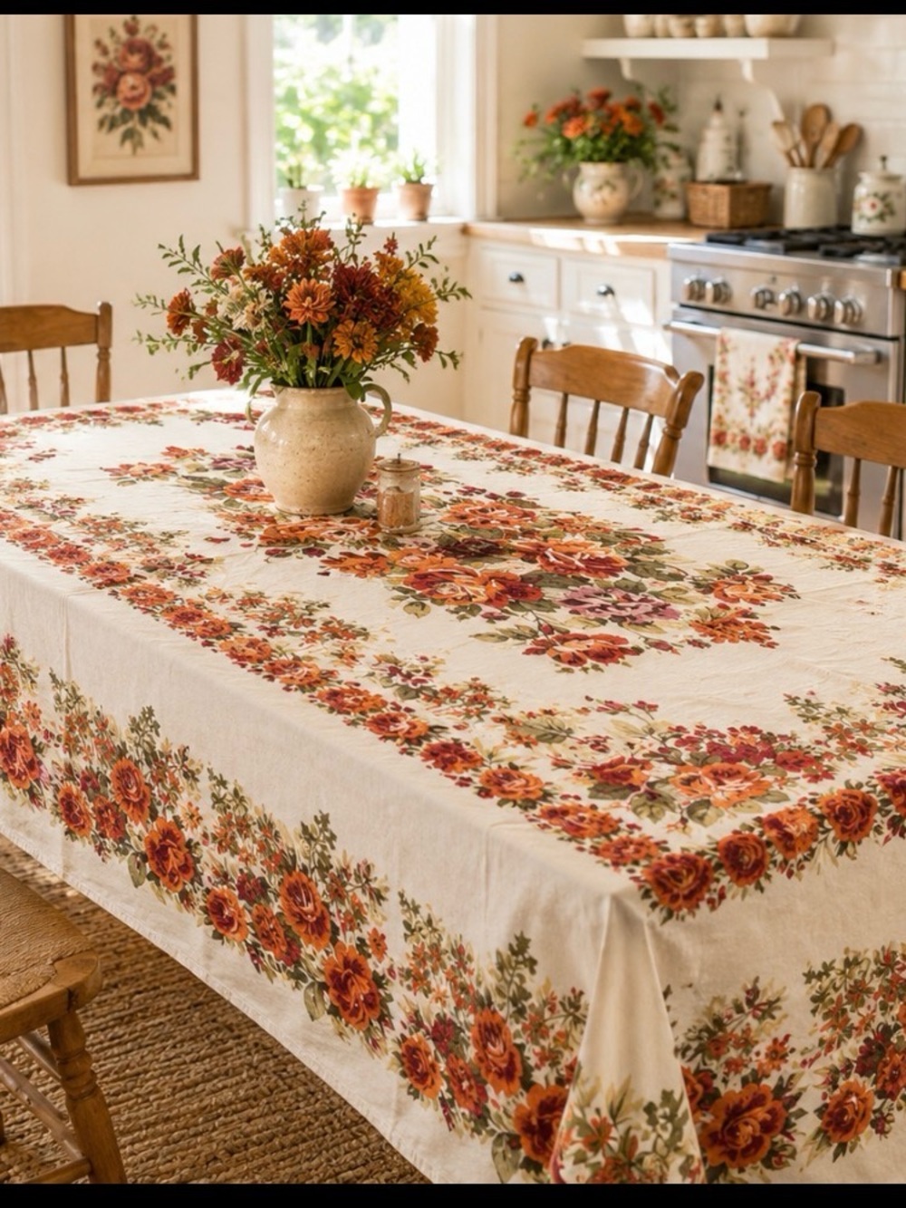 April Cornell 82”x61” 100% cotton floral tablecloth